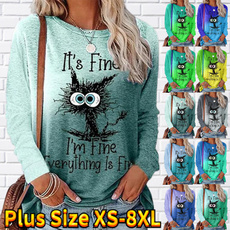Plus Size, Long Sleeve, womens top, Cats