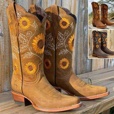 Plus Size, Leather Boots, Sunflowers, Cowboy