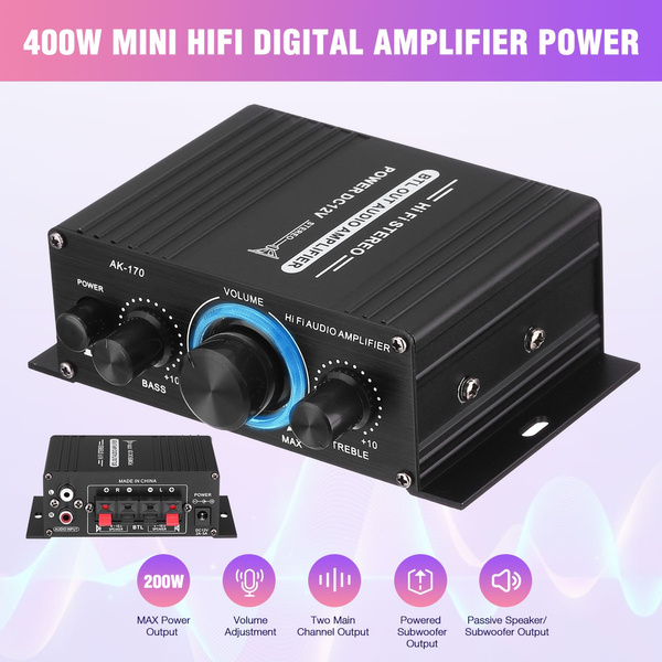 400W Mini Hifi Digital Amplifier Power Stereo Audio 2 Channels Amp DC