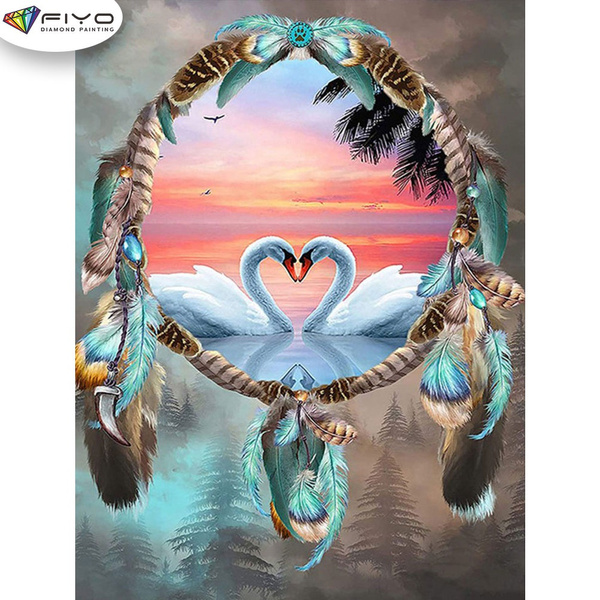 FIYO Dreamcatcher and Swan DIY 5D Diamond Painting Full Drill with ...