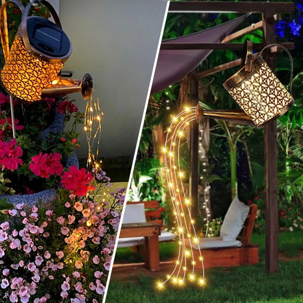 Solar LED Watering Can Lights Outdoor Waterproof Decor Kettle Garden