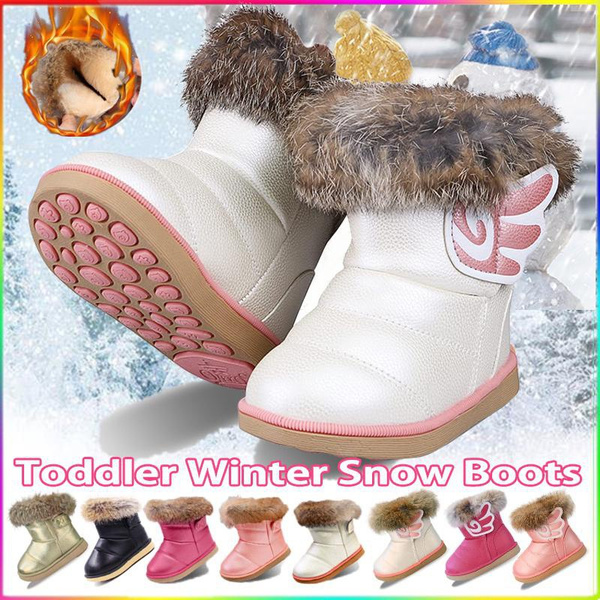 2130 Toddler Girl Warm Winter Snow Boots Plus Size Plush Inner Outdoor Boots Waterproof Walking