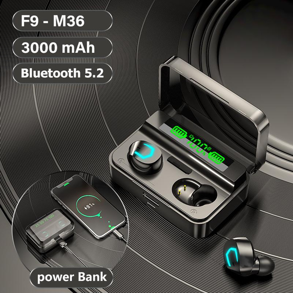 TWS Bluetooth5.2 Earbuds 9D Stereo Wireless Headphones IPX7 Waterproof