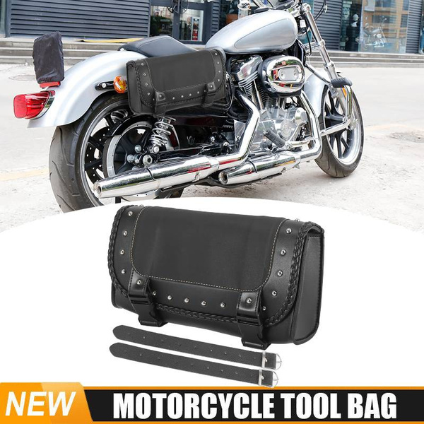 Universal Motorcycle Tool Bag Waterproof PU Leather Motorcycle Fork Bag ...