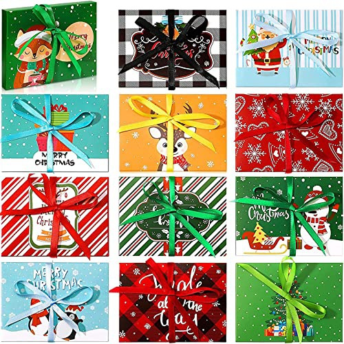 48 Pieces Christmas Gift Card Holder Boxes with Ribbon Paper Decorative