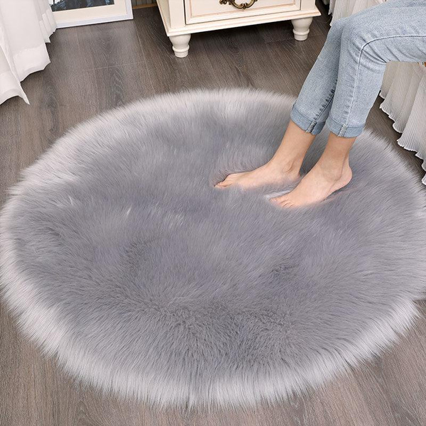 Round Rug for Bedroom,Furry Carpet for Living Room,NonShedding Thicked