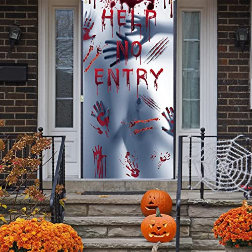 Halloween Decorations Outdoor, Horror Bloody Halloween Door Banner ...