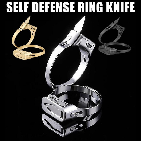 4 Styles New Adjustable Titanium Alloy Finger Ring Blade Portable Outdoor  Travel Self-defense Hidden Knife Ring