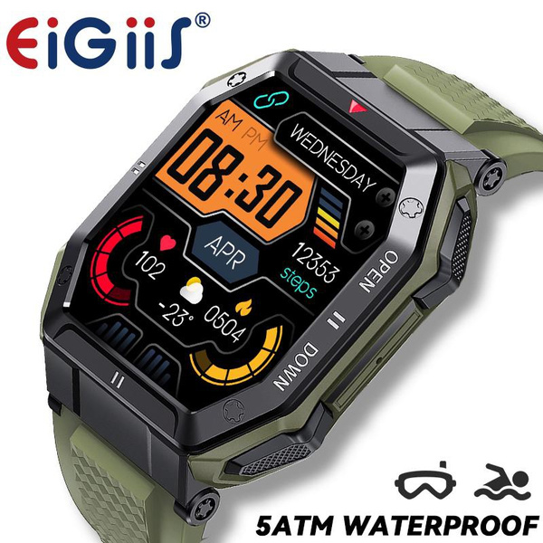 Eigiis Military Smart Watch For Men Outdoor Tactical Sports Smartwatch 5atm Waterproof Swimming