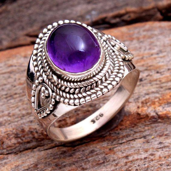 Luxury Fashion 925 Silver Brilliant Natural Purple Amethyst Gemstone ...