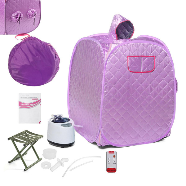 Portable 9Gear Adjustable Steam Sauna With Fold Chair Home Steam Sauna