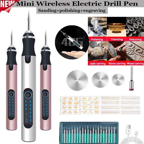 New Upgraded Mini Wireless Drill Electric Carving Pen Variable Speed USB  Cordless Drill Rotary Tools Kit Engraver Pen for Grinding Polishing