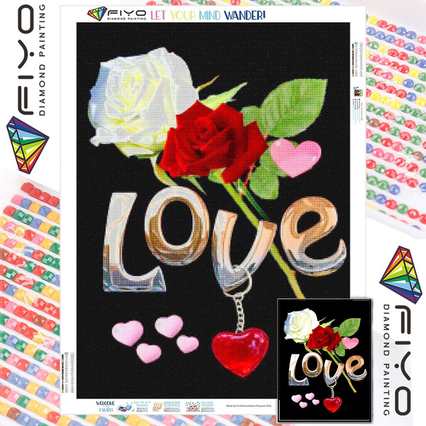 Adult Love Heart & Flower Diamond Painting Set, 5d Full Round