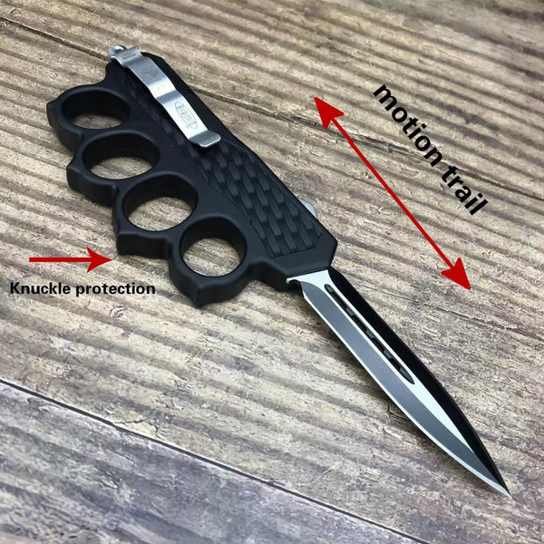 2022 Tactical Brass Knuckle Style OTF Auto Dagger Trench Knife, Knuckle