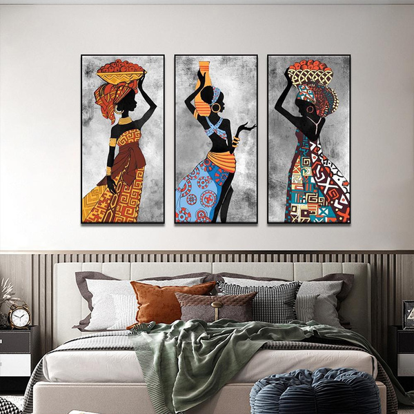 African Tribal Art Paintings Black Women Dancing Poster Canvas Print ...