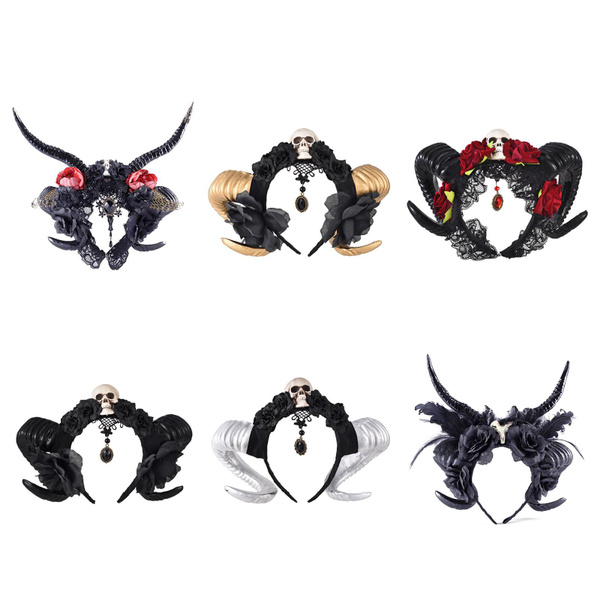 Unisex Halloween Hair Hoop Devil Sheep Horn Shape for Head Band with