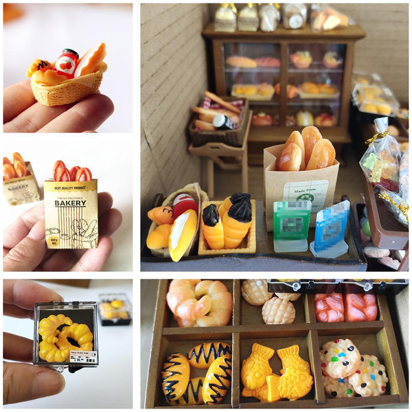 112 Dollhouse Accessories Mini Bakery Bread Shop Doughnut/Baguette