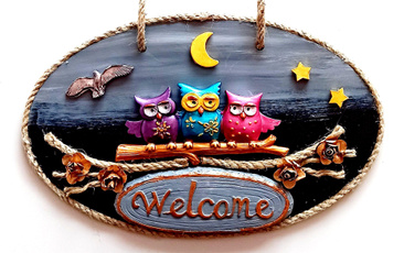 Owl, Ornament, Door, Colorful