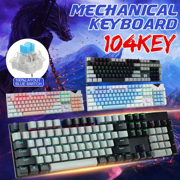 KB168 Wired Mechanical Keyboard 104Key ConflictFree Keys Suspend ABS