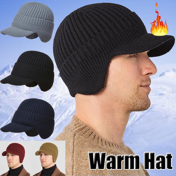 Winter Men's Fashion Hat Thick Woolen Hat Outdoor Warm Ear Protection