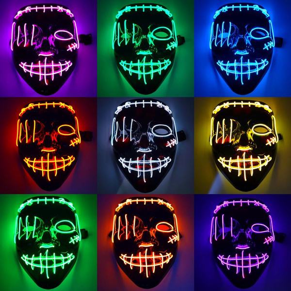 Halloween Clubbing Light Up The Purge Led Mask Costume Rave Cosplay Edc 