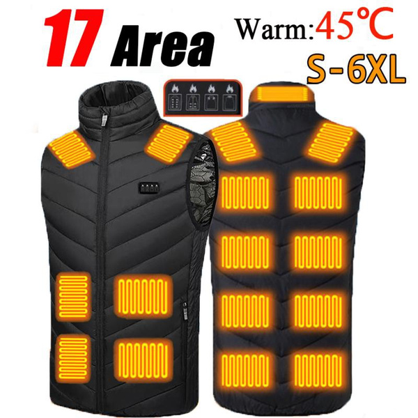 17 Areas Heated Vest Electric Heated Jackets Winter Smart Heating