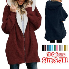 casual coat, Casual Hoodie, fluffyhooded, Long Coat