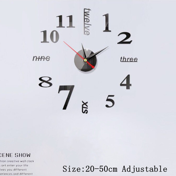 3D Wall Clock Luminous Frameless Wall Clocks DIY Digital Clock Wall