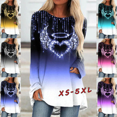 Plus size top, Long Sleeve, printed shirts, womens top