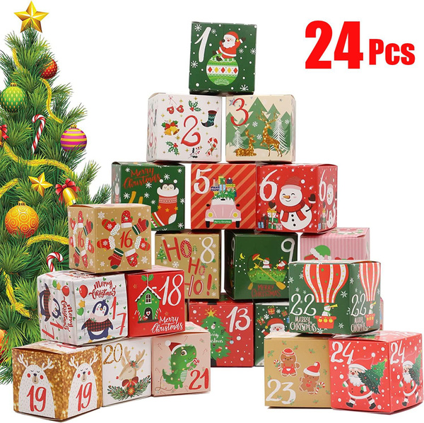 24Pcs Diy Christmas Advent Calendar Boxes 24 Days Christmas Cardboard 24Pcs Diy Christmas Advent Calendar Boxes 24 Days Christmas Cardboard