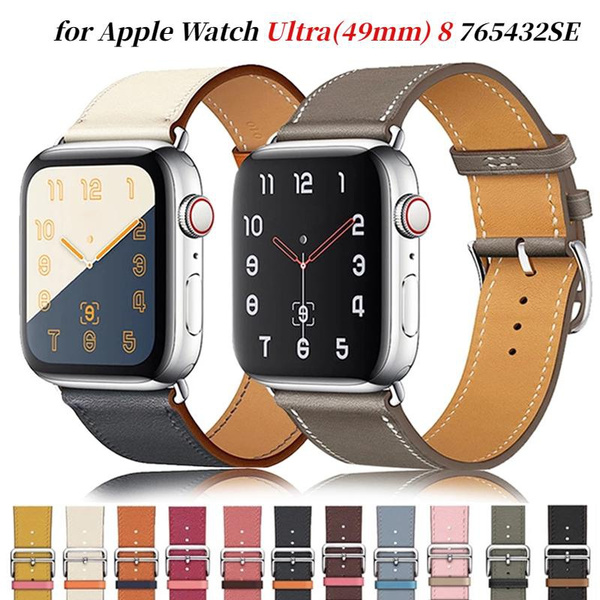 Leather Strap for Apple Watch Ultra 8 7 6 SE 5 4 Band 49mm 45mm 41mm