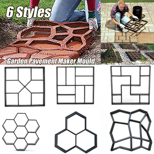 6 Styles DIY Path Maker Mould, Walk Pavement Maker Mould Concrete Mold