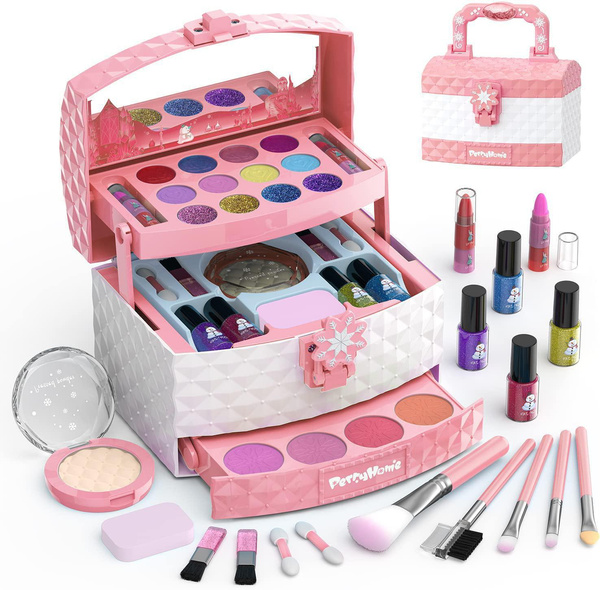 Kids Makeup Kit for Girl 35 Pcs Washable Makeup Kit Real Cosmetic, Safe ...