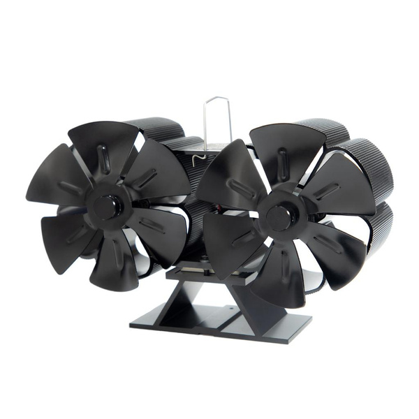 1pc Dual Motor 12 Blades Fireplace Fan Heat Powered Stove Fan Wood
