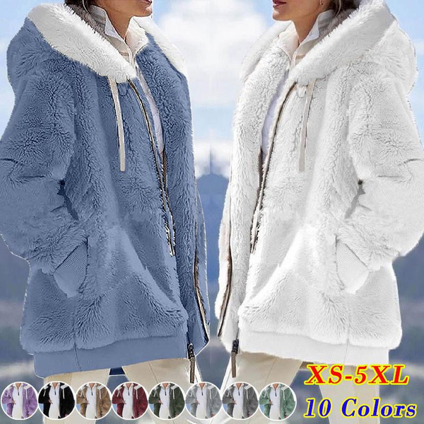 New Fashion Women's Faux Fur Jackets Loose Couple Coats Autumn Winter  Zipper Design Outwear Solid Color Warm Hoodies Comfy Overcoat Plus Size  XS-5XL