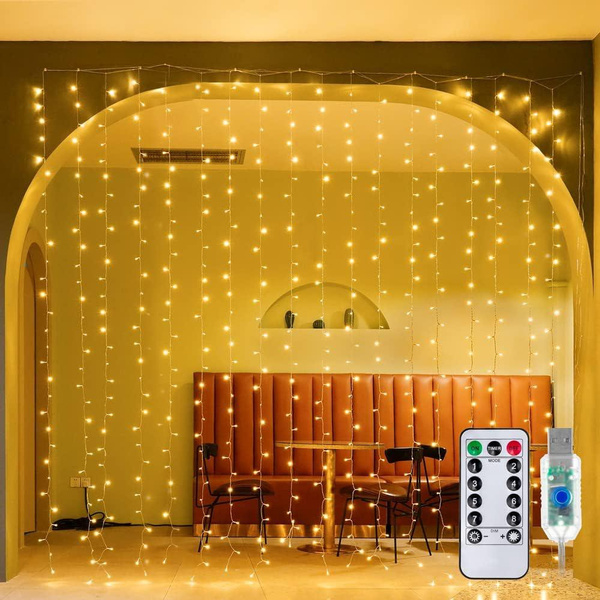 USB Twinkle Lights LED Waterproof Window Curtain String Light Fairy Curtain Lights Wedding Party
