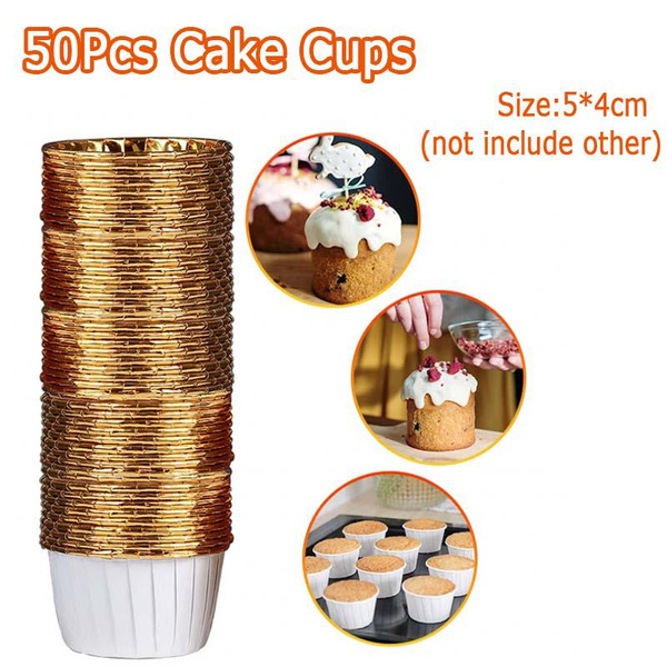 50pcs Large Cupcake Paper Cup Oilproof Cupcake Liner Baking Cup Tray Case  Wedding Party Caissettes Golden Muffin Wrapper Paper
