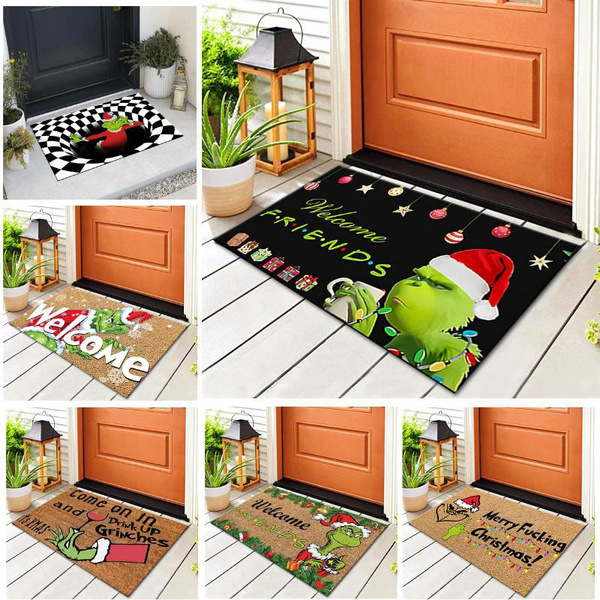 The Grinch Christmas Doormat Rubber Entrance Rug Small Front Door Dust