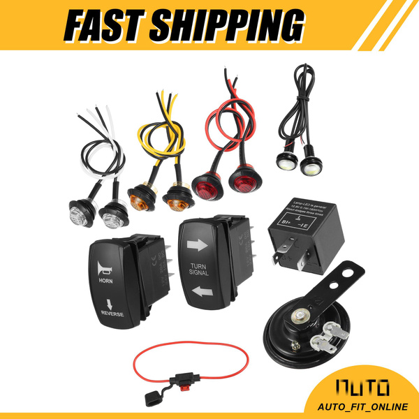Signal Light Rocker Switch Universal Street Legal Kit Motorcycle ATV UTV Turn Signal Light Rocker ...