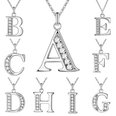 lettersnecklace, 925 sterling silver necklace, 925 sterling silver, Jewelry