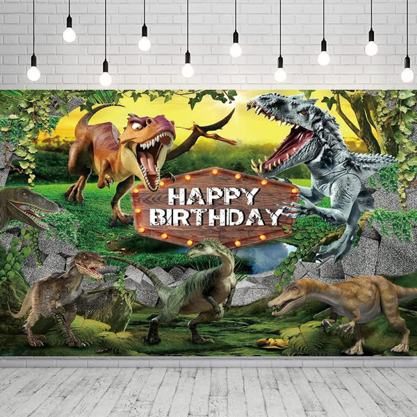 Dinosaur Theme Happy Birthday Background Children Jurassic Dinosaur ...