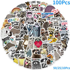 cute, raccoonsticker, luggagesticker, graffitidecoration