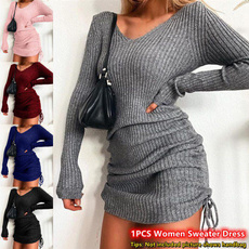 Plus Size, sweater dress, Winter, Sleeve