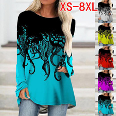 Tops & Tees, Plus size top, Cotton T Shirt, Long Sleeve