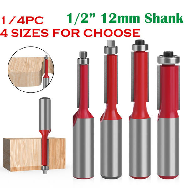 1/4pc 12.7mm 12mm shank End Dual Flutes Ball Bearing Flush Router Bit ...