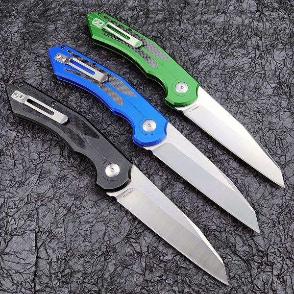 New Switchblade Folding Pocket Knife D2 Steel Blade EDC Outdoor Knives