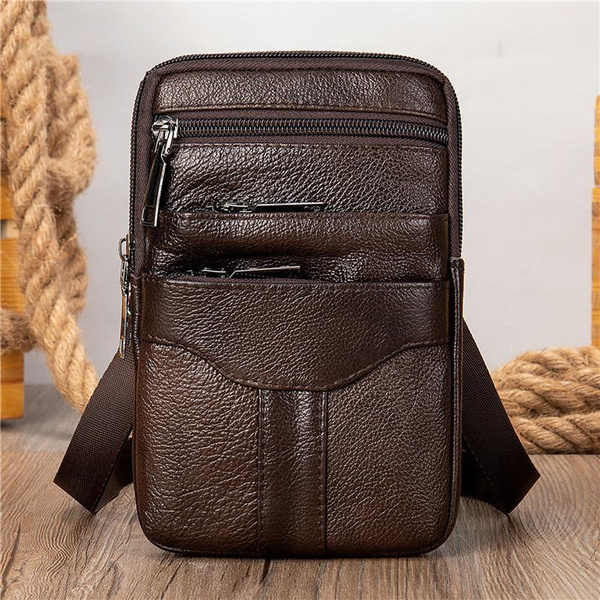 Mens Shoulder Bag Cellphone Crossbody Purse Phone Holster Case PU ...