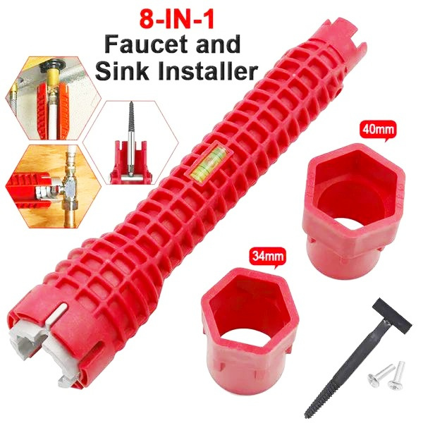Portable 8 In 1 Multifunction Faucet & Sink Installer Wrench Plumbing
