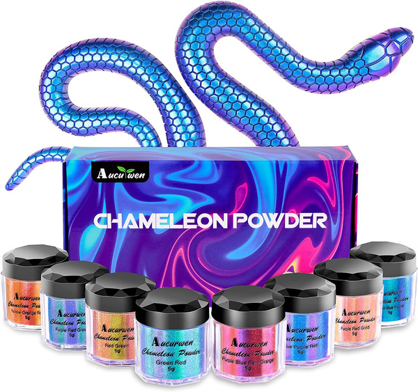 Chameleon Mica Powder - 8*5g Cosmetic Grade Color Shift Mica Powder for  Epoxy Resin, Aucurwen Intense Holographic Chameleon Powder Color Changing  Pigment Powder for Slime, Resin, Lip Gloss, Nails