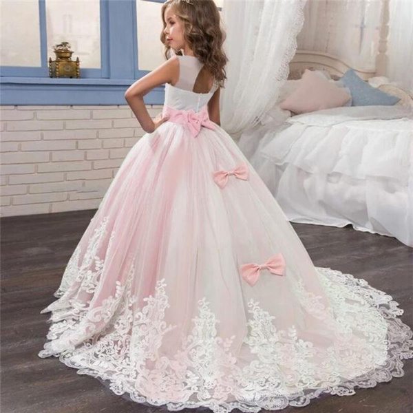 Kids Girls Bowknot Ruffled Dress Party Cosplay Fancy Gown Lolita Sweet  Swing | eBay